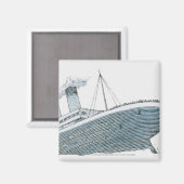 Aimant Illustration du passager tombant du Titanic (Recto/Verso)