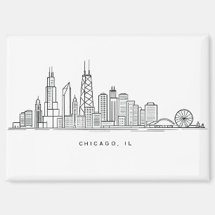 Aimant Illustration du paysage urbain de Chicago IL