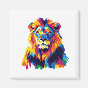 Aimant Illustration du portrait de Lion Peinture aquarell