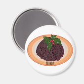 Aimant Illustration du pudding de Noël (Recto/Verso)