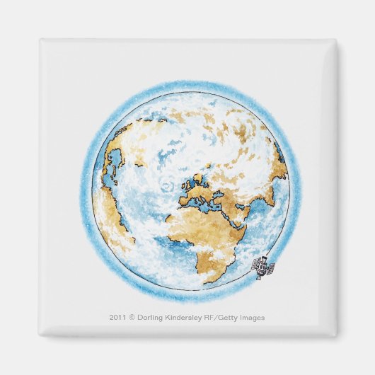 Aimant Illustration du satellite orbitant la Terre (Devant)