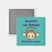 Aimant Illustration du singe de Cute Kawaii Anniversaire (Recto/Verso)