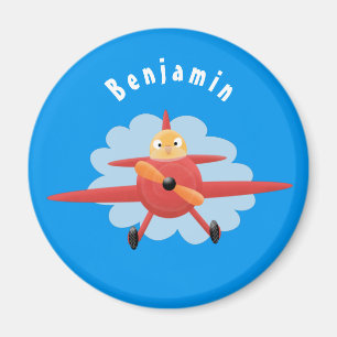 Aimant Illustration d'un avion rouge volant mignon