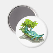 Aimant Illustration D'Un Bain De Soleil Iguanodon. (Recto/Verso)