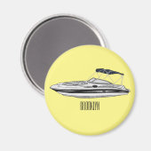 Aimant Illustration d'un bateau à moteur (Recto/Verso)