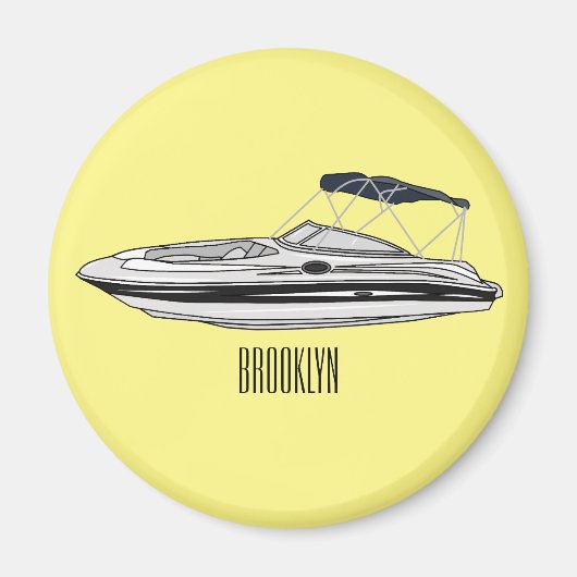Aimant Illustration d'un bateau à moteur (Devant)