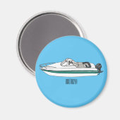Aimant Illustration d'un bateau à moteur (Recto/Verso)