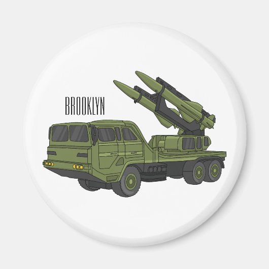 Aimant Illustration d'un camion de missiles militaires (Devant)