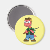 Aimant Illustration D'Un Chasseur De Spinosaure Avec Arme (Recto/Verso)