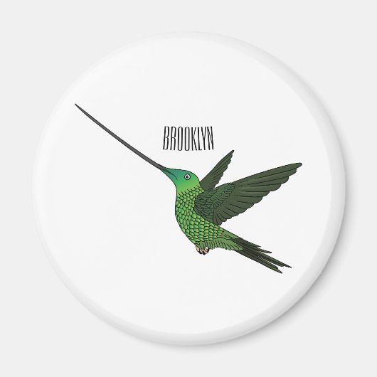 Aimant Illustration d'un colibri à bec épée (Devant)