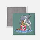 Aimant Illustration d'un dauphin mangeant des ramen (Recto/Verso)