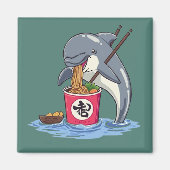 Aimant Illustration d'un dauphin mangeant des ramen (Devant)