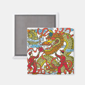 Aimant Illustration d'un dragon chinois en chinois Nouvea (Recto/Verso)