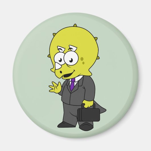 Aimant Illustration D'Un Homme D'Affaires Tricératops. (Devant)