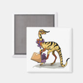 Aimant Illustration D'Un Iguanodon Avec Sacs Commerciaux. (Recto/Verso)