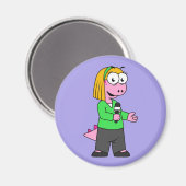 Aimant Illustration D'Un Journaliste D'Allosaurus News. (Recto/Verso)