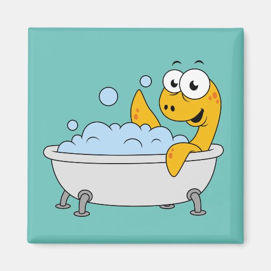 Aimant Illustration D'Un Monstre De Loch Ness De Bain. (Devant)