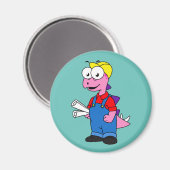 Aimant Illustration D'Un Ouvrier De Construction De Stego (Recto/Verso)