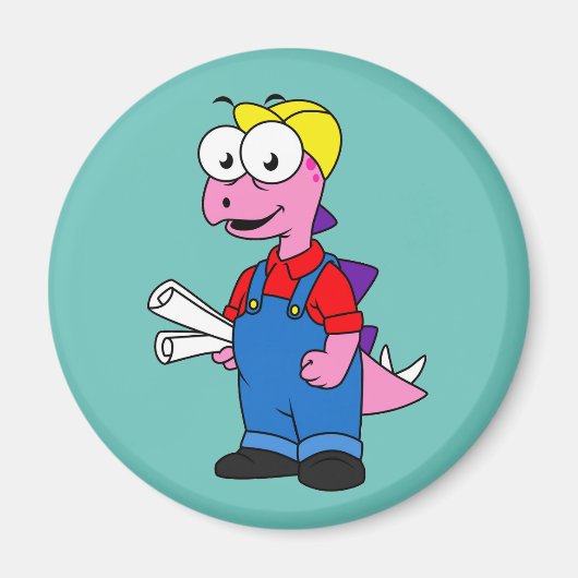 Aimant Illustration D'Un Ouvrier De Construction De Stego (Devant)