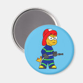 Aimant Illustration D'Un Pompier Tyrannosaurus Rex. (Recto/Verso)