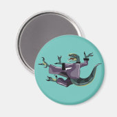 Aimant Illustration D'Un Rapteur Qui Fait Du Karaté. (Recto/Verso)