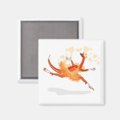 Aimant Illustration D'Un Raptor Danseur Ballerina. 2 (Recto/Verso)
