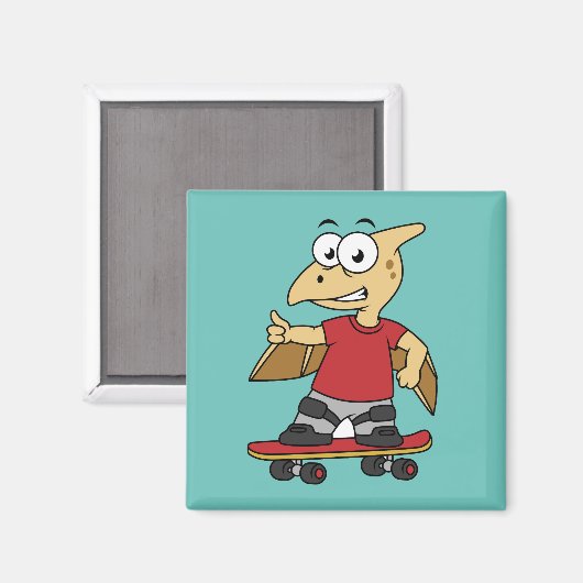 Aimant Illustration D'Un Skateboard De Ptérosaure. (Recto/Verso)