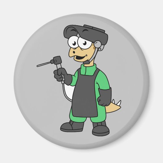 Aimant Illustration D'Un Soudeur De Stegosaurus. (Devant)