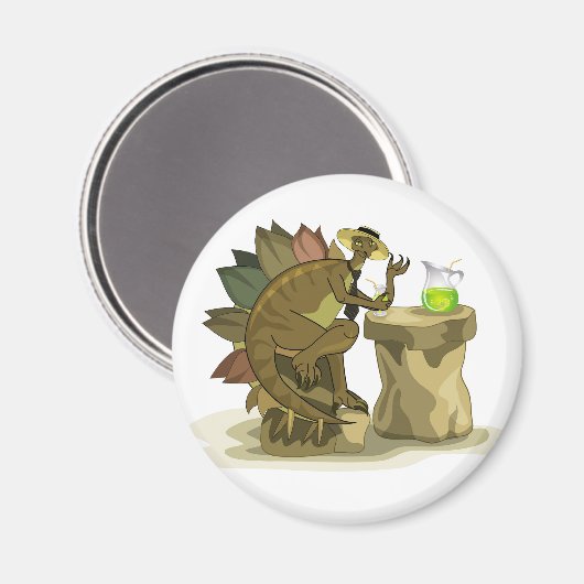 Aimant Illustration D'Un Stegosaurus Qui Boit Une Boisson (Recto/Verso)
