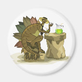 Aimant Illustration D'Un Stegosaurus Qui Boit Une Boisson (Devant)