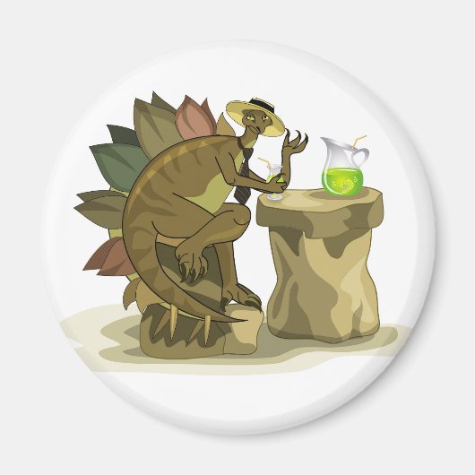 Aimant Illustration D'Un Stegosaurus Qui Boit Une Boisson (Devant)