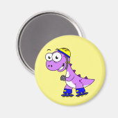 Aimant Illustration D'Un Tyrannosaurus Rex De Patinage. (Recto/Verso)