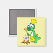 Aimant Illustration D'Une Cuisine De Parasaurolophus Dino (Recto/Verso)