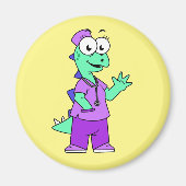 Aimant Illustration D'Une Infirmière Stegosaurus. (Devant)