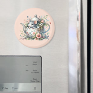 Aimant Illustration d'une souris mignonne dans une théièr