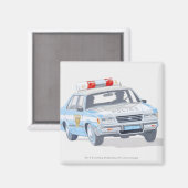 Aimant Illustration d'une voiture de police avec deux pol (Recto/Verso)