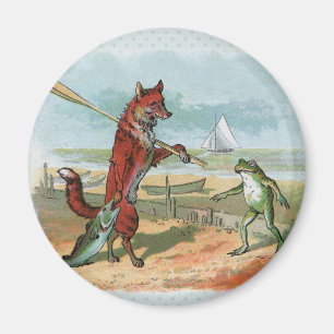 Aimant Illustration fantaisiste de renard et de grenouill