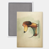 Aimant Illustration fantaisiste de teckel mignon (Recto/Verso)