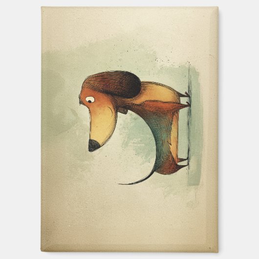 Aimant Illustration fantaisiste de teckel mignon (Recto)