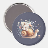 Aimant Illustration Floral Pastel du mignon Snail Mail (Recto/Verso)