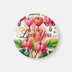 Aimant Illustration florale de cœur saignant avec Love Yo