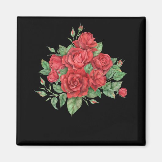 Aimant Illustration florale du Bouquet Red Roses (Devant)