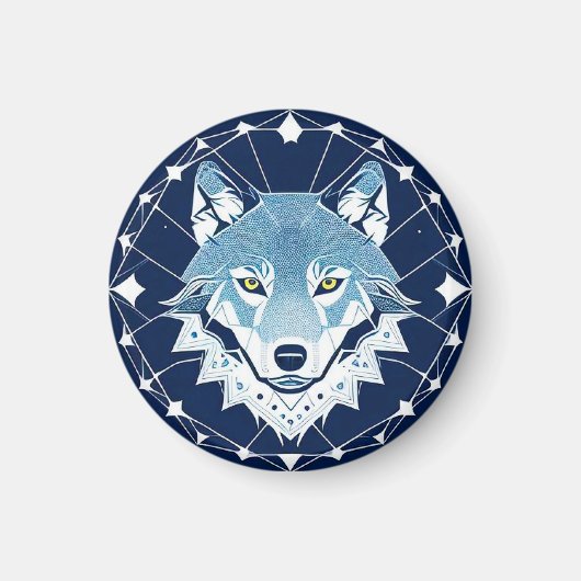 Aimant Illustration géométrique d'un loup (Devant)