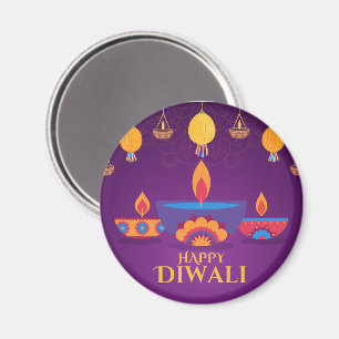 Aimant Illustration lumineuse Diwali rose pourpre