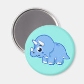 Aimant Illustration Mignonne D'Un Dinosaure Tricératops. (Recto/Verso)