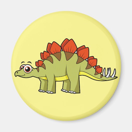 Aimant Illustration Mignonne D'Un Stegosaurus Dinosaure. (Devant)