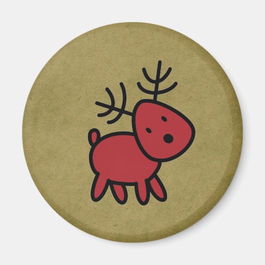 Aimant Illustration Red Christmas Reindeer (Devant)