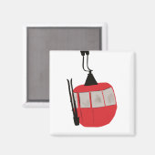 Aimant Illustration Red Retro Ski Lift (Recto/Verso)