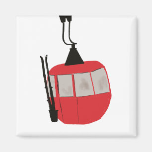 Aimant Illustration Red Retro Ski Lift
