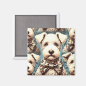 Aimant Illustration Retro Bedlington Terrier (Recto/Verso)